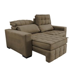 Sofá Retrátil e Reclinável 1,80M Molas Ensacadas e Costura Tripla Cama Inbox Nobre Suede Castor - 7