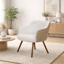 Ver imagem 1 de Poltrona Decorativa em Linho Bruma Sintético Bege Matelassê Pé Palito Alya- Larbelle