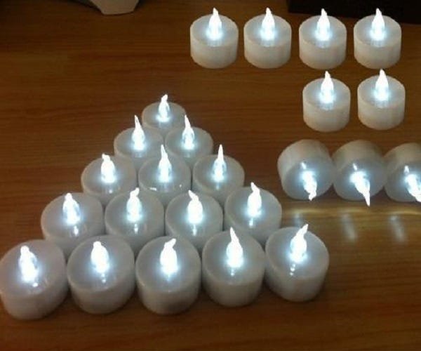 Kit 24 velas led luz branca decorativas festa casamento - 3