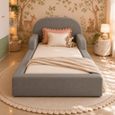 Ver mais imagens de Cama Montessoriana Infantil Solteiro Estofada com Colchão e Proteção Lateral - Cinza
