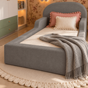 Ver imagem 3 de Cama Montessoriana Infantil Solteiro Estofada com Colchão e Proteção Lateral - Cinza