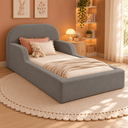Ver imagem 6 de Cama Montessoriana Infantil Solteiro Estofada com Colchão e Proteção Lateral - Cinza