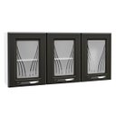 Ver imagem 1 de Armário Aéreo de Cozinha em Aço Star New 3 Portas com Vidro Branco/preto - Telasul