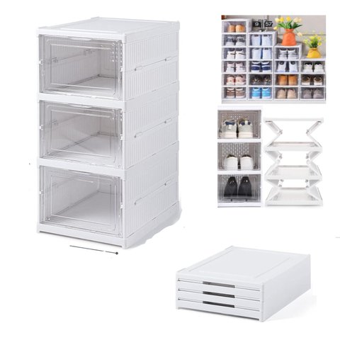 Organizador Dobravel 3 Andares Armario Sapateira Brinquedos Caixa Multiuso Luxo