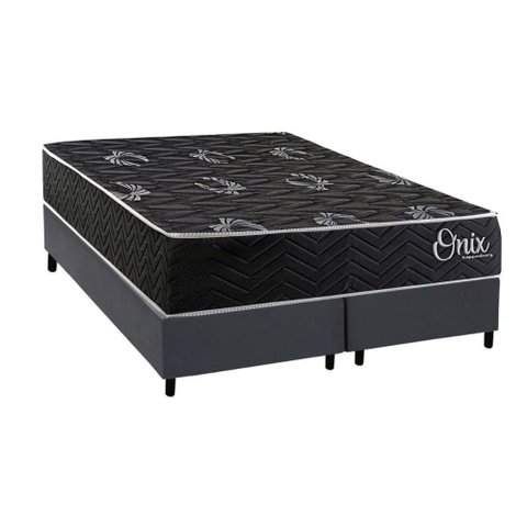 Cama Box Novo + Colchão Espuma Kappesberg D28 Anatômico Onix + Base Crc Corano Gray