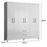 Guarda Roupa 6 Portas 2 Gavetas Branco Moval Móveis Panamá 182x153x47 - 6