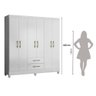 Guarda Roupa 6 Portas 2 Gavetas Branco Moval Móveis Panamá 182x153x47 - 7