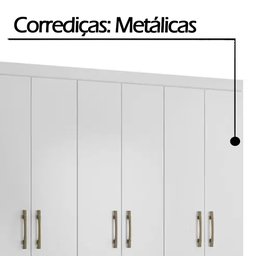 Guarda Roupa 6 Portas 2 Gavetas Branco Moval Móveis Panamá 182x153x47 - 5