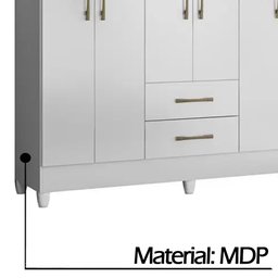 Guarda Roupa 6 Portas 2 Gavetas Branco Moval Móveis Panamá 182x153x47 - 4