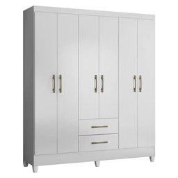 Guarda Roupa 6 Portas 2 Gavetas Branco Moval Móveis Panamá 182x153x47 - 2