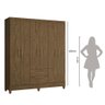 Guarda Roupa 6 Portas 2 Gavetas Castanho Wood Moval Móveis Panamá 182x153x47 - 7