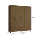 Ver imagem 6 de Guarda Roupa 6 Portas 2 Gavetas Castanho Wood Moval Móveis Panamá 182x153x47