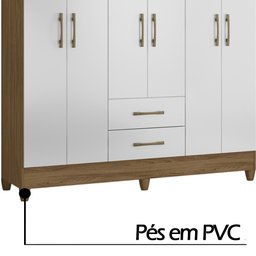 Guarda Roupa 6 Portas 2 Gavetas Branco/castanho Panamá Moval Móveis 182x153x47 - 4