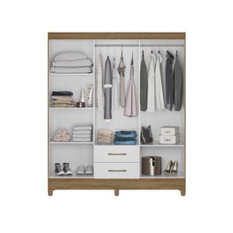 Guarda Roupa 6 Portas 2 Gavetas Branco/castanho Panamá Moval Móveis 182x153x47 - 3