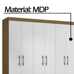 Guarda Roupa 6 Portas 2 Gavetas Branco/castanho Panamá Moval Móveis 182x153x47 - 5