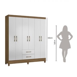 Guarda Roupa 6 Portas 2 Gavetas Branco/castanho Panamá Moval Móveis 182x153x47 - 7