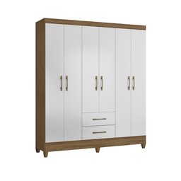 Guarda Roupa 6 Portas 2 Gavetas Branco/castanho Panamá Moval Móveis 182x153x47 - 2