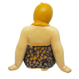Escultura Banhista Resina Sentada Maiô Mosaico Premium - 3