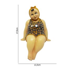 Escultura Banhista Resina Sentada Maiô Mosaico Premium - 8
