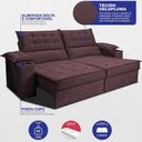 Ver imagem 3 de Sofá Retrátil e Reclinável 2,40m Verona com Porta Copos Velupluma Vinho Cama Inbox