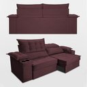 Ver imagem 7 de Sofá Retrátil e Reclinável 2,40m Verona com Porta Copos Velupluma Vinho Cama Inbox