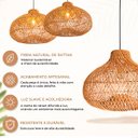 Ver imagem 5 de 3 Pendente Fibra Natural Rattan Artesanal Gota Mesa NAT76