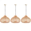 Ver imagem 1 de 3 Pendente Fibra Natural Rattan Artesanal Gota Mesa NAT76