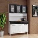 Ver imagem 1 de Cozinha de Aço Compacta Star New 6 Portas 3 Gavetas Branco/preto - Telasul