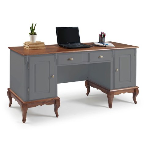 Escrivaninha Hannover com 2 Portas e 2 Gavetas Divisor de Ambiente 60813 Linz Moveis - Cinza/imbuia