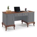 Ver imagem 1 de Escrivaninha Hannover com 2 Portas e 2 Gavetas Divisor de Ambiente 60813 Linz Moveis - Cinza/imbuia