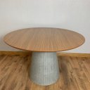 Ver imagem 2 de Mesa de Jantar Cone Oval 80 Cm Base Cimento Concreto Tampo Freijó Linn Design Decor Mesa de Jantar C