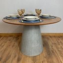Ver imagem 4 de Mesa de Jantar Cone Oval 80 Cm Base Cimento Concreto Tampo Freijó Linn Design Decor Mesa de Jantar C