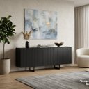 Ver imagem 1 de Buffet Aparador 100% MDF 4 Portas Frisado 180cm Pés em Metal Preto Luna