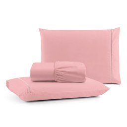 Jogo de Lençol Casal Mirante 100% Algodão 3 Peças - Salmão Casa Show Enxovais - 1