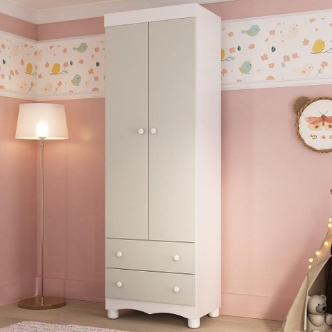 Guarda-roupa Infantil 62cm 2 Portas e 2 Gavetas Dengo Multimóveis Mp4436 Branco/off White