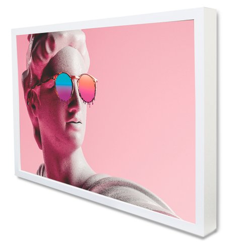 Quadro Decorativo Caixa Grego Óculos Moderno Tacolado Moldura Caixa 3cm Madeira sem Vidro 80 X 120cm