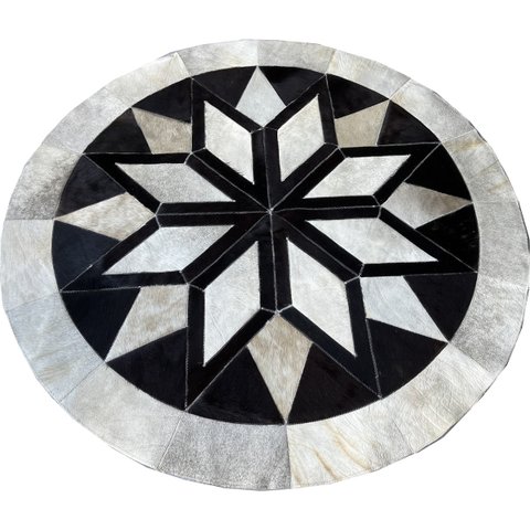 Tapete de couro redondo cinza griss e preto 1,50 diâmetro