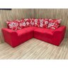 Sofá Canto Vermelho com Floral 608/16 Belo - 1