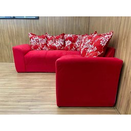 Sofá Canto Vermelho com Floral 608/16 Belo - 4