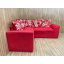 Ver imagem 2 de Sofá Canto Vermelho com Floral 608/16 Belo