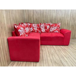 Sofá Canto Vermelho com Floral 608/16 Belo - 2