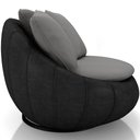 Ver imagem 6 de Poltrona para Sala de Estar Decorativa Giratória Kira Couríssimo Preto Linho Cinza - Lyam Decor