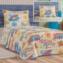 Ver imagem 1 de Enxoval Kit Colcha + Jogo de Cama Lençol Bouti Solteiro Infantil Kids 4 Peças - Dino