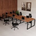 Ver imagem 1 de Mesa Escritório Plataforma Trabalho 6 Lugares 4,20m x 1,20m Industrial Executive 100% MDF Pés Metal