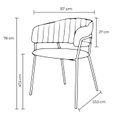 Ver imagem 2 de Kit 04 Cadeiras para Sala de Jantar com Braços Estofado Base em Aço Mara Cinza/Linho