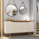 Ver imagem 2 de Aparador Buffet Grace com 4 Portas e Pés de Madeira Maciça Off White/cedro