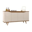 Ver imagem 1 de Aparador Buffet Grace com 4 Portas e Pés de Madeira Maciça Off White/cedro