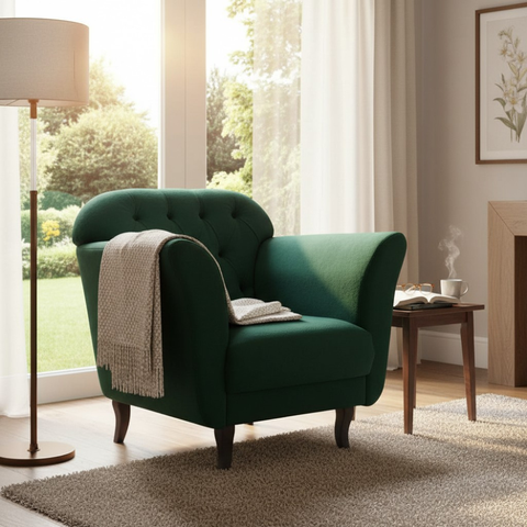 Poltrona Decorativa Dália Bouclé Verde