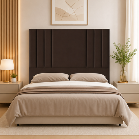 Cabeceira Suede 140 cm Casal Moderna Frame Estofada Cama Box:Marrom