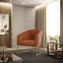 Ver imagem 2 de Poltrona Decorativa Industrial Dourado Kit 2 Stella Sintético Pu D03 - D'Rossi